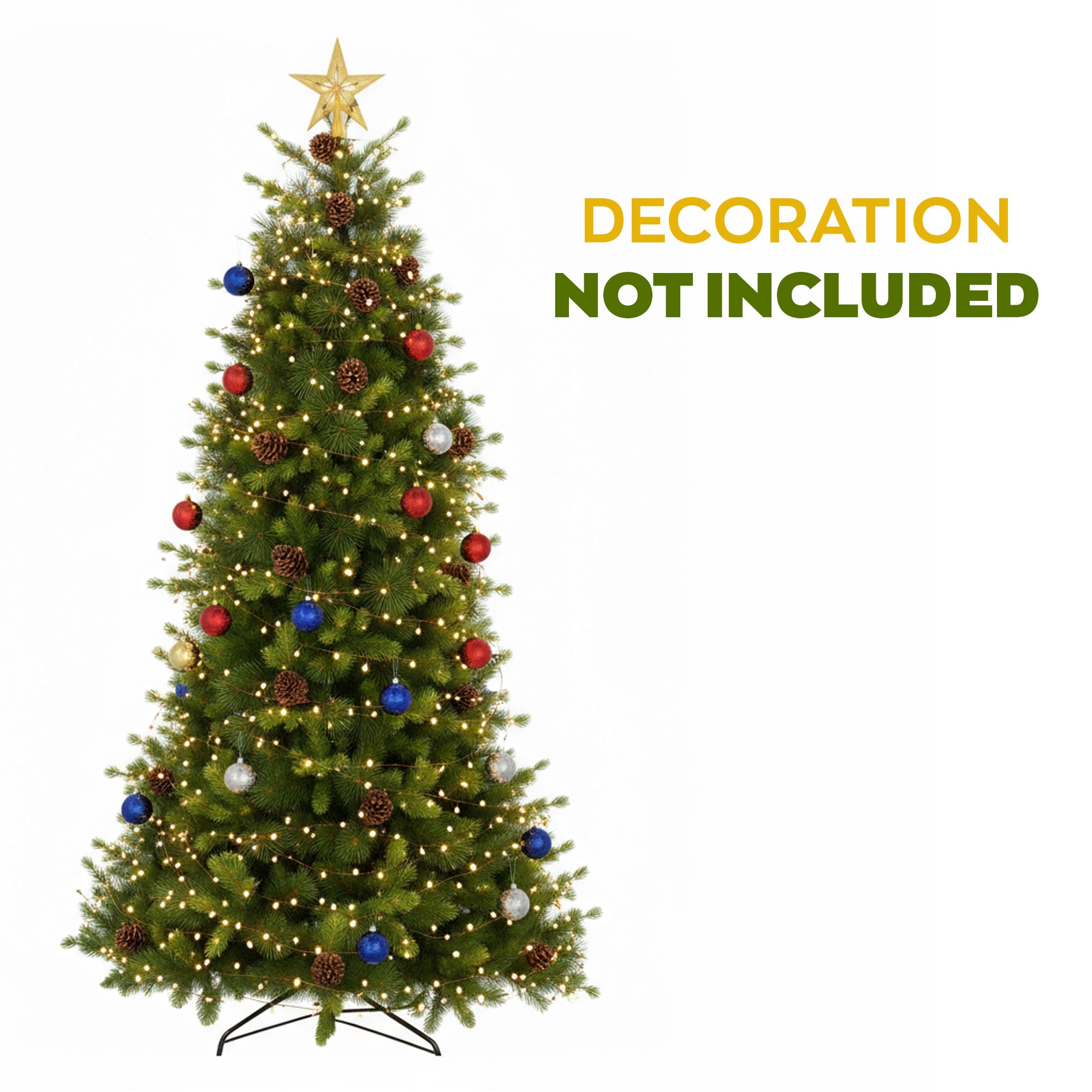 Waffle - Albero di Natale Tradizionale con Pigne in PE, PVC e PP Ø91x150H cm, 587 Punte