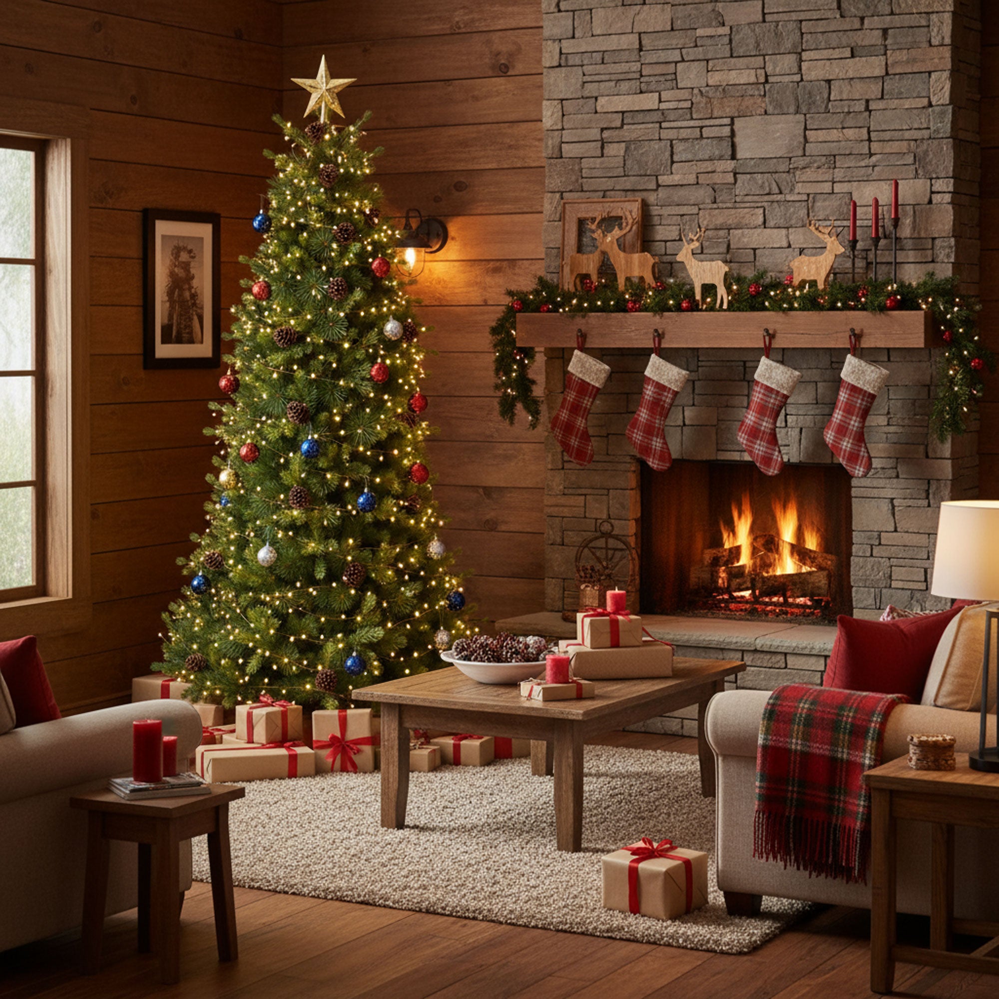 Waffle - Albero di Natale Tradizionale con Pigne in PE, PVC e PP Ø91x150H cm, 587 Punte