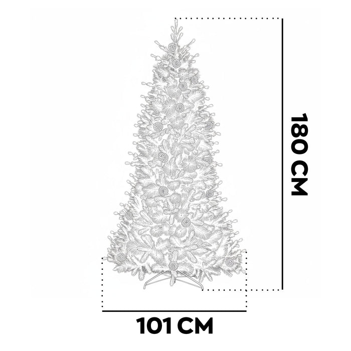 Waffle - Albero di Natale Tradizionale con Pigne in PE, PVC e PP Ø101x180H cm, 785 Punte