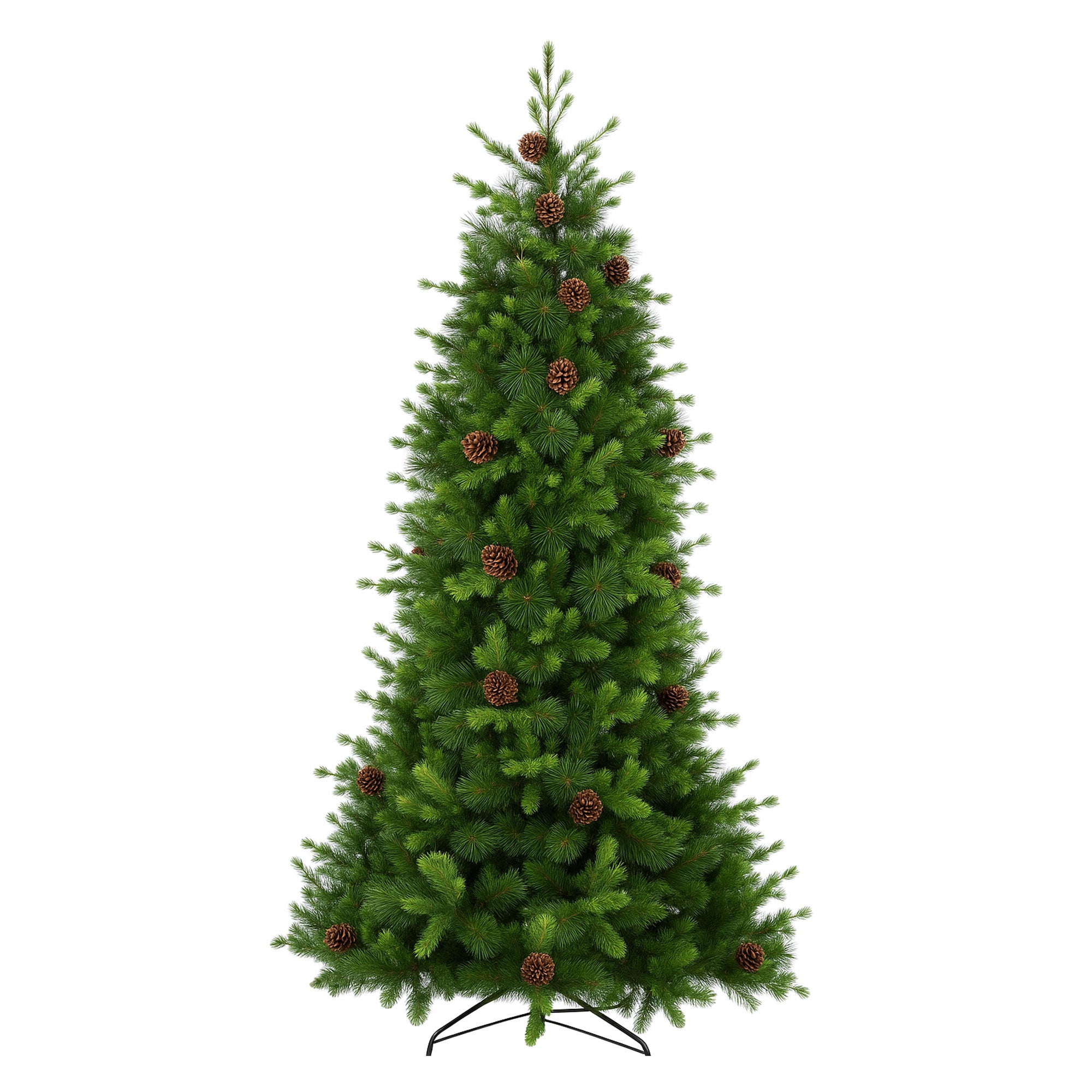 Waffle - Albero di Natale Tradizionale con Pigne in PE, PVC e PP Ø121x210H cm, 1193 Punte