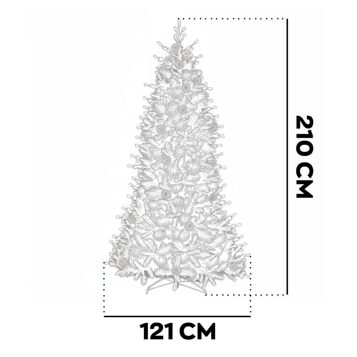 Waffle - Albero di Natale Tradizionale con Pigne in PE, PVC e PP Ø121x210H cm, 1193 Punte