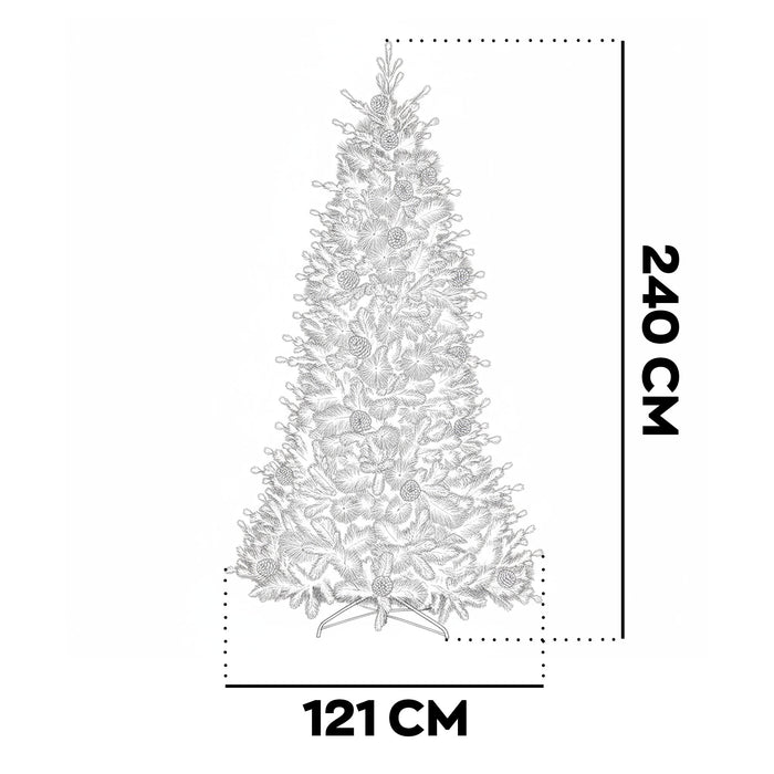 Waffle - Albero di Natale Tradizionale con Pigne in PE, PVC e PP Ø121x240H cm, 1391 Punte