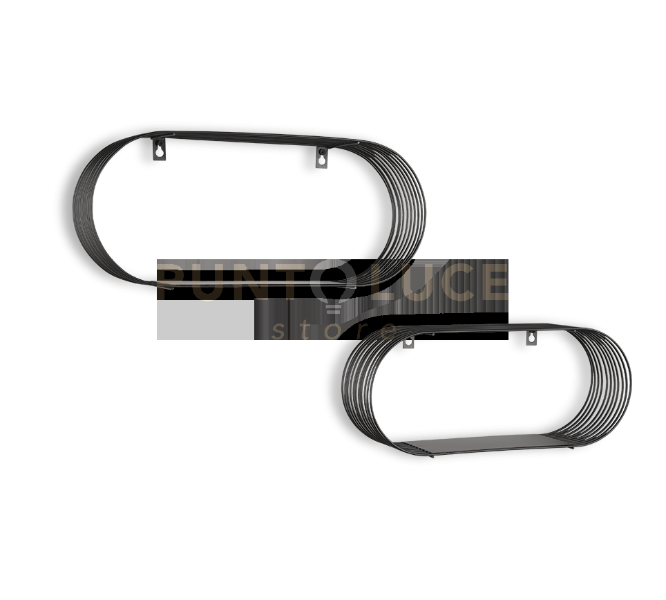 JOYCE SET DI 2 MENSOLE A MURO 43-38CM METALLO NERO