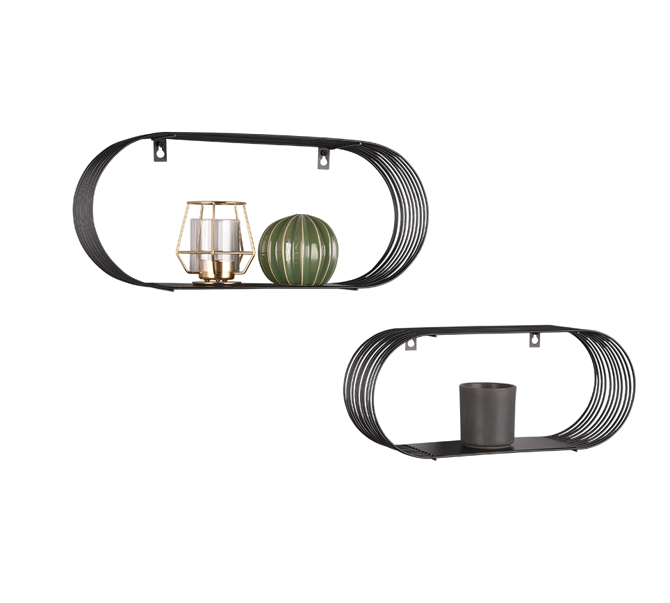 JOYCE SET DI 2 MENSOLE A MURO 43-38CM METALLO NERO