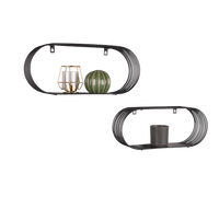 JOYCE SET DI 2 MENSOLE A MURO 43-38CM METALLO NERO