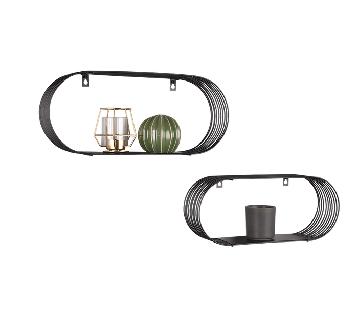 JOYCE SET DI 2 MENSOLE A MURO 43-38CM METALLO NERO