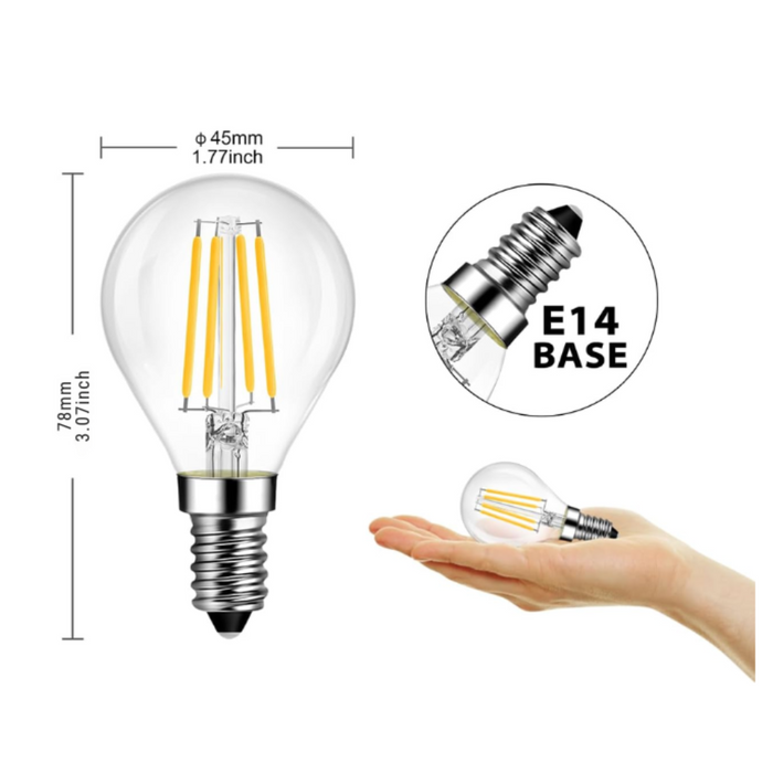 Optonica mini lampadina led g45 e14 2w a filamento varianti di temperature *** temperatura colore lampada 4500k bianc...