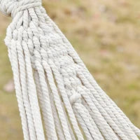 Amaca da Giardino Sospesa in Tela con Frange Stile Boho, 288x150 cm, Capacità 120 kg, Crema