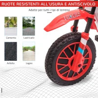 Moto da Cross Elettrica per Bambini da 3-5 Anni, Moto Elettrica per Bambini con Batteria 12V Ricaricabile e Rotelline Rimovibili, 106.5x51.5x68cm, Rosso