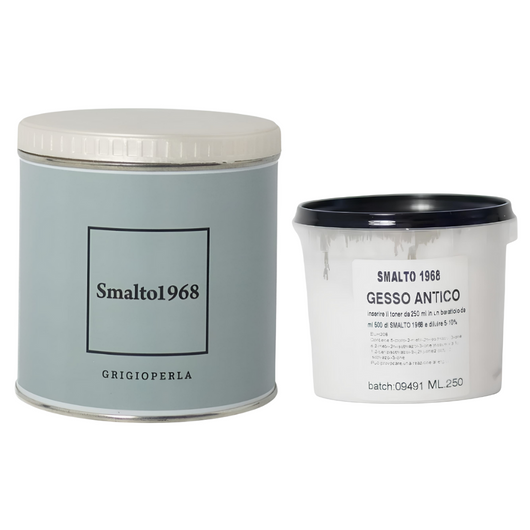 Smalto1968 base acqua gesso antico shabby chic finitura opaca multicolore l 0.5 *** colore- grigioperla, confezione 1