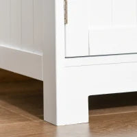 kleankin Mobiletto Bagno con due Armadietti, Ante in Vetro e Ripiano Regolabile, 60x30x108.5 cm, Bianco