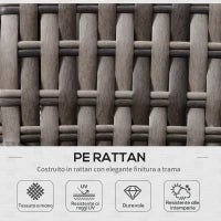 Salotto da Giardino Set 3 Pz con 2 Divani da Esterno e 1 Tavolo da Giardino in Rattan Sintetico Grigio