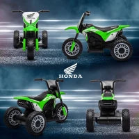 Moto Elettrica per Bambini con Licenza Honda CRF450RL a 3 Ruote, Età 18-36 Mesi, Verde