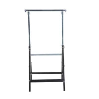 Set 2 Cavalletti da Lavoro Pieghevoli Portata 200 kg, Altezza Regolabili 80-130 cm, Cavalletti Telescopici Salvaspazio in Acciaio per Fai da Te, Garage e Giardino, Nero