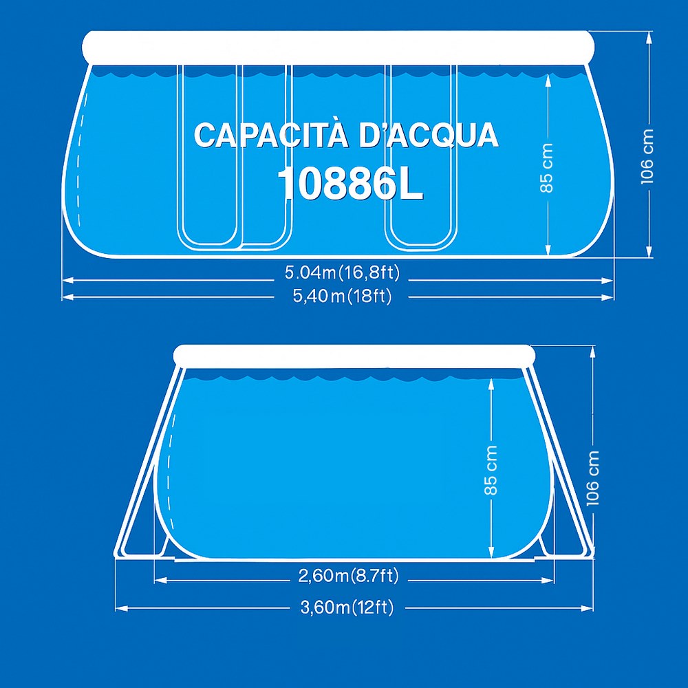 Piscina autoportante ovale 540x304x106cm con pompa filtro scaletta e telo
