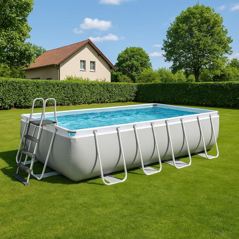Piscina rettangolare con struttura 549x305x122 cm con pompa, scaletta e telo