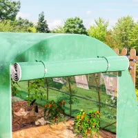 Telo Serra in PE con 8 Finestre, Porta Avvolgibile e Bordi Interrati, 4x3x2 m, Verde