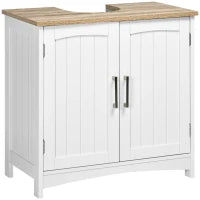 kleankin Mobile Sotto Lavabo Bagno con 2 Ante e Ripiano Regolabile, 60x33x60cm, Legno e Bianco