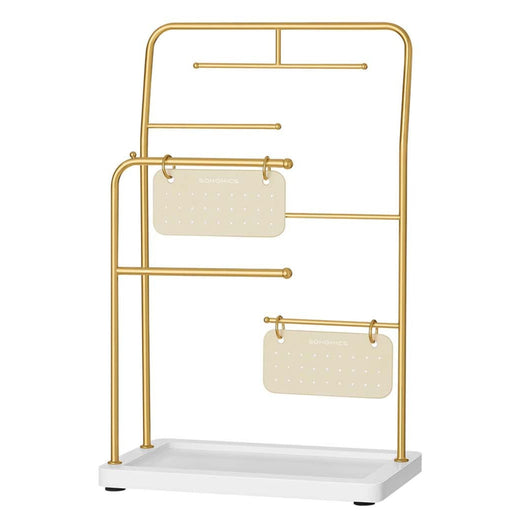 Portagioielli regalo per la festa della mamma 13 x 215 x 337 cm Espositore in metallo 2 piastre per orecchini con borchie 6 aste per appendere collane orecchini e bracciali Anelli 12_0007028