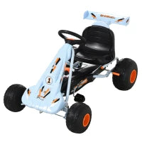 Go Kart Veicolo per Bambini a Pedali con Freni, Sedile Regolabile, Giocattolo per Bambini da 3 Anni, Acciaio, 97 x 66 x 59 cm, Azzurro Chiaro
