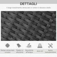 Set Tavolo e Sedie da Giardino 7 Pezzi in PE Rattan e Legno con Cuscini Morbidi, Nero