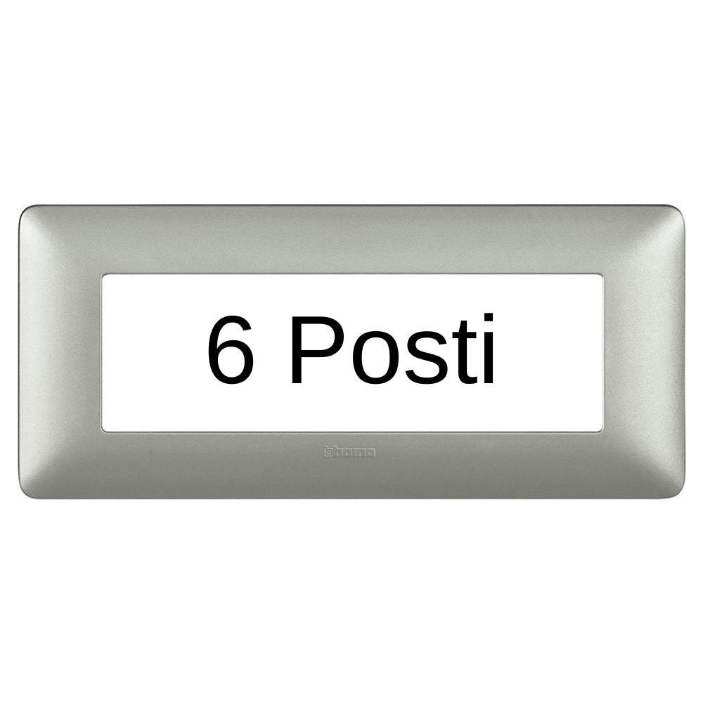 Bticino matix placca 6 posti tecnopolimero colorata am4806 pezzi 2 *** colore silver, confezione 1