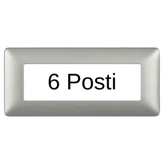 Bticino matix placca 6 posti tecnopolimero colorata am4806 pezzi 2 *** colore silver, confezione 1