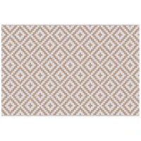 Tappeto Esterno per Balcone e Terrazza Reversibile con Fantasia Geometrica, 2.74x1.82 m, Caffè e Bianco