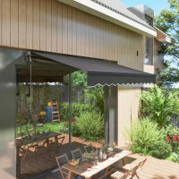 Tenda a Bracci Estensibili Elettrica con Manovella Regolabile in Altezza 300 cm di Larghezza, Grigio Scuro