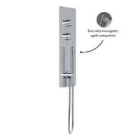 Wall kit a parete da incasso a muro acciaio inox + soffione doccia a parete acciaio inox punta quadrata con cascata