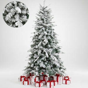 Biancopino albero di natale innevato effetto realistico elegante real touch *** misura h 210, confezione 1