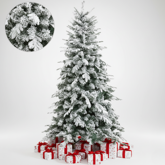 Biancopino albero di natale innevato effetto realistico elegante real touch *** misura h 180, confezione 1