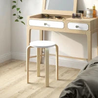 Set 4 Sgabelli Rotondi Impilabili in Legno Bianco, Ø40x45 cm