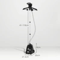 Stiratrice Verticale a Vapore da 1.4L con Asta Estendibile e 2 Rotelle, in ABS e PP, 26x21.5x29 cm, Nero