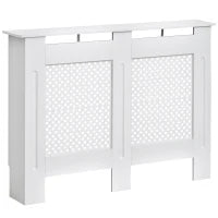 Copritermosifone Moderno a Griglia in MDF per Casa e Ufficio, 111.5x82x19 cm, Bianco