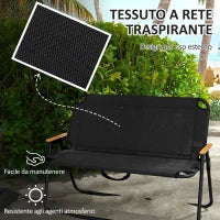 Sedia da Campeggio Doppia 2 Posti Pieghevole in Acciaio e Tessuto Oxford, 108x65x73cm, Nero