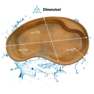 Laghetto in vetroresina modello maldive interrare dimensioni cm 350x225x60 litri 2400