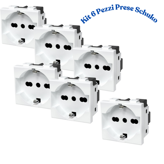 Biesse kit presa bipasso schuko 2p+t 10/16a compatibile con serie bticino matix *** numero pezzi 6, confezione 1
