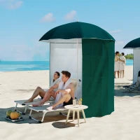 Ombrellone da Spiaggia e da Giardino 2x2 m con Tenda, in Poliestere e Metallo, Verde e Bianco