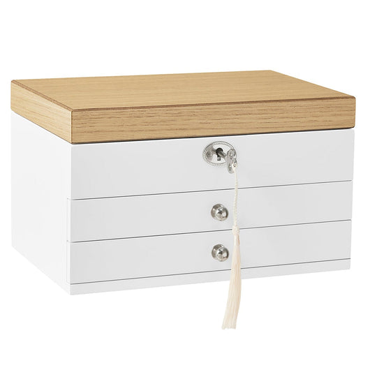 Portagioielli a 3 ripiani contenitore per gioielli in legno ingegnerizzato portagioielli originale con cassetti per anelli orecchini braccialetti collane bianco 12_0004291