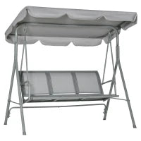 Dondolo da Giardino a 3 Posti con Tetto in Metallo, 170 x 110 x 153 cm, Grigio e Argento