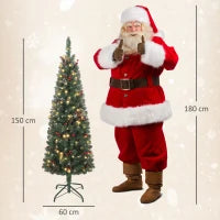Albero di Natale Illuminato con 150 Luci LED, 30 Pigne e 30 Grappoli di Bacche, Ø60x150 cm, Verde e Argento