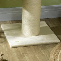 Albero Tiragraffi per Gatti con Grattatoio, 2 Piattaforme, Cestino, Palla Sospesa, Peluche Sisal Naturale, Beige