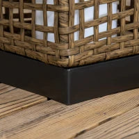 Lampada Solare da Giardino con Pannello di Ricarica, in Acciaio e Rattan, 15.5x15.5x46 cm, Nero e Marrone