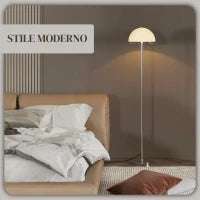 Lampada a Piantana Moderna con Paralume a Doppio Strato, in Metallo e Acrilico, Ø35x150 cm, Bianca