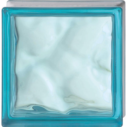 Vetromattone effetto ondulato propagazione armoniosa luce 190 x 190 x 80 mm *** colore- azzurro, confezione 1