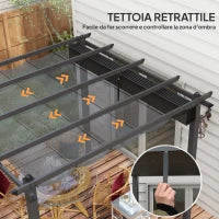 Pergola Gazebo 3x3 m con 8 Fori di Drenaggio, in Alluminio, Metallo e Poliestere, Grigio Scuro