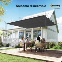 Copertura per Gazebo Pergola con 8 Fori di Drenaggio, in Poliestere UV30+, 286x245 cm, Grigio Scuro