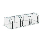 Serra a Tunnel Agricola in PVC con 3 Porte Avvolgibili, Acciaio e PVC Trasparente, 350x100x80cm