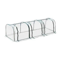 Serra a Tunnel Agricola in PVC con 3 Porte Avvolgibili, Acciaio e PVC Trasparente, 350x100x80cm